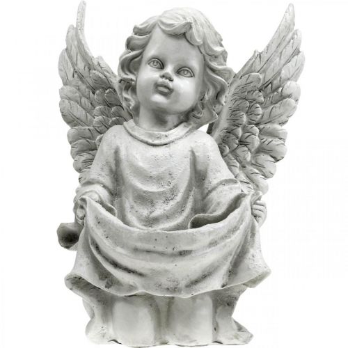 Floristik24 Tombe Ange Ange Figure Bain D&#39;oiseau Décoration Tombe H26cm