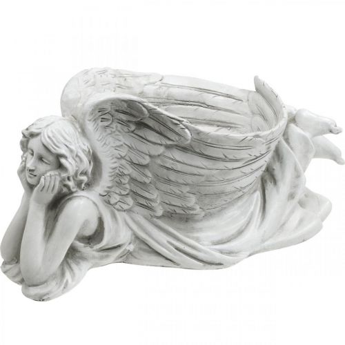 Floristik24 Ange funéraire avec bol à plantes Ange bain d&#39;oiseau couché 39×18×18cm