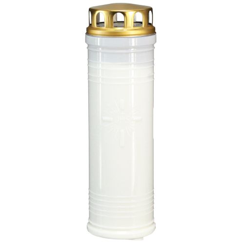 Floristik24 Bougie funéraire lampe funéraire lampe de deuil blanche Ø7,5cm H24,5cm