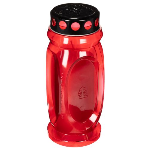 Bougie funéraire rouge, couvercle noir, bougie commémorative 4 jours 23 cm acheter | Floristik24.fr