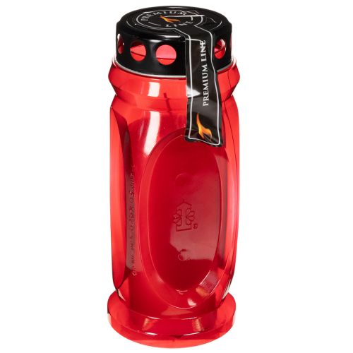 Bougie funéraire rouge, couvercle noir, bougie commémorative 4 jours 23 cm | Floristik24.fr