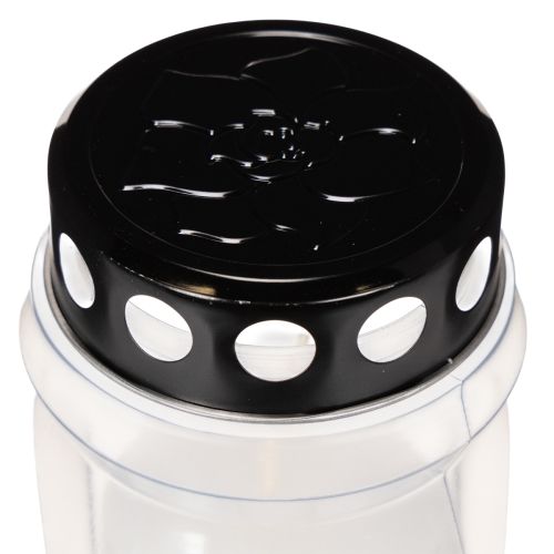 Bougie en cire blanche avec couvercle noir 23 cm | Floristik24.fr