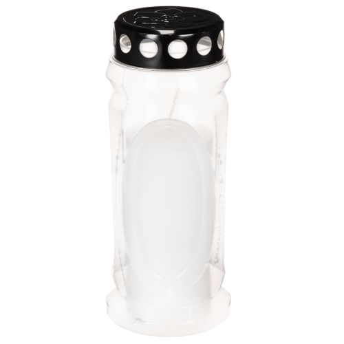 Bougie en cire blanche avec couvercle noir 23 cm | Floristik24.fr