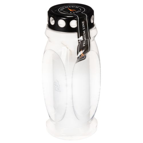 Bougie en cire blanche avec couvercle noir 23 cm | Floristik24.fr