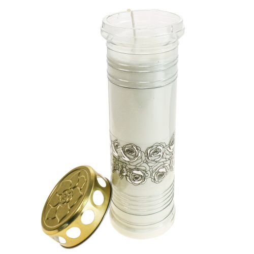 Article Bougies funéraires roses blanches lumière de deuil Ø7cm H23.5cm 100h 2pcs