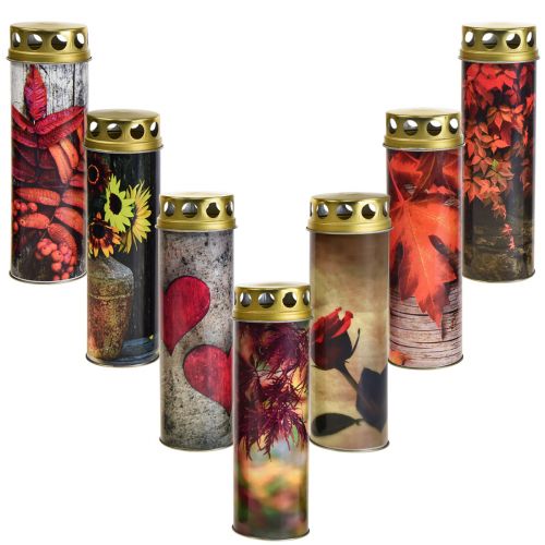 Floristik24 Bougies funéraires bougies deuil motifs automne couleur Ø6cm H20cm 6 pièces