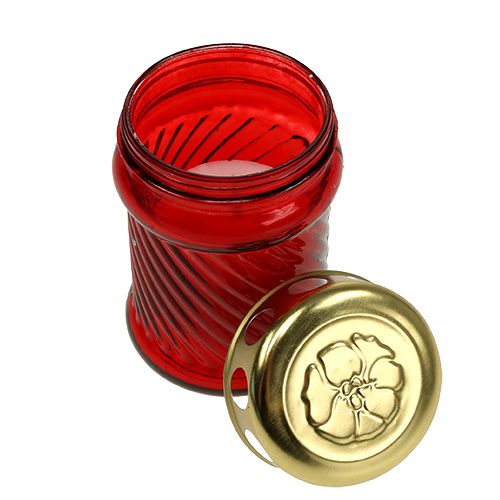 Article Bougies funéraires en verre rouge Ø6cm H11cm 12 pcs
