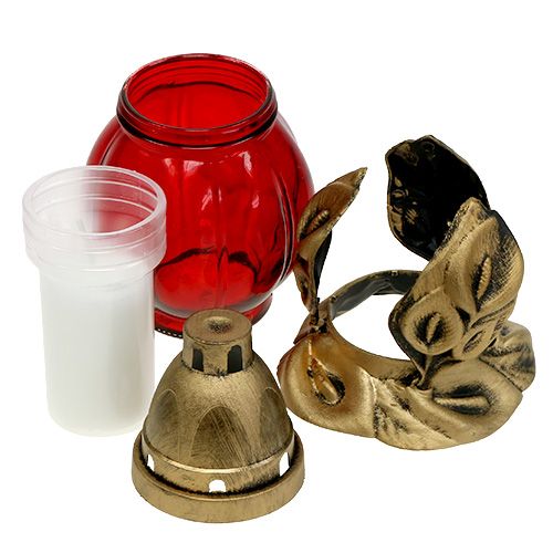 Floristik24 Lampe funéraire rouge Ø12,5cm H19,5cm 6 pcs