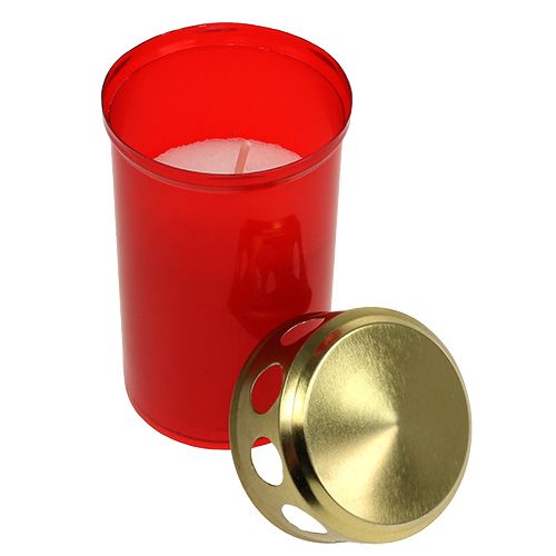 Article Lampe funéraire cylindrique rouge Ø6cm H10cm 12 pcs