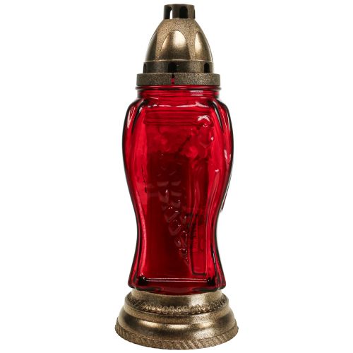 Floristik24 Lampe funéraire gravure sur verre ange lanterne funéraire rouge Ø11cm H28.5cm