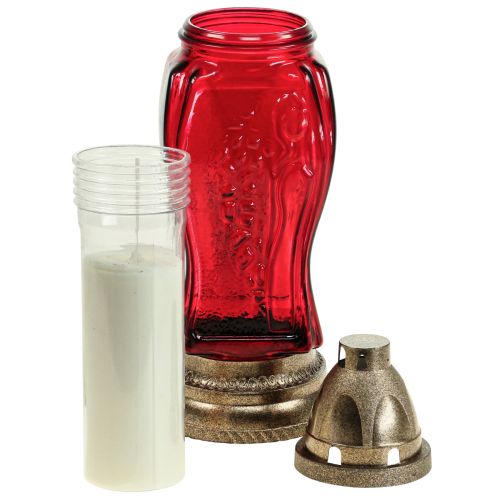 Floristik24 Lampe funéraire gravure sur verre ange lanterne funéraire rouge Ø11cm H28.5cm