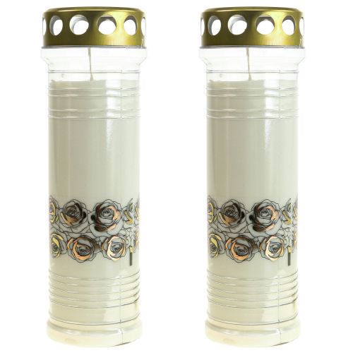 Article Bougies funéraires roses blanches lumière de deuil Ø7cm H23.5cm 100h 2pcs