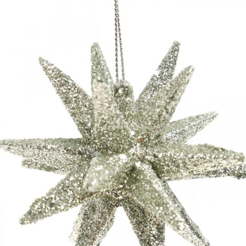 Article Étoiles scintillantes pour accrocher des décorations de sapin de Noël champagne 7,5 cm 8 pièces