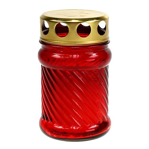 Article Lampe funéraire verre rouge Ø6cm H10,5cm 1 pièce