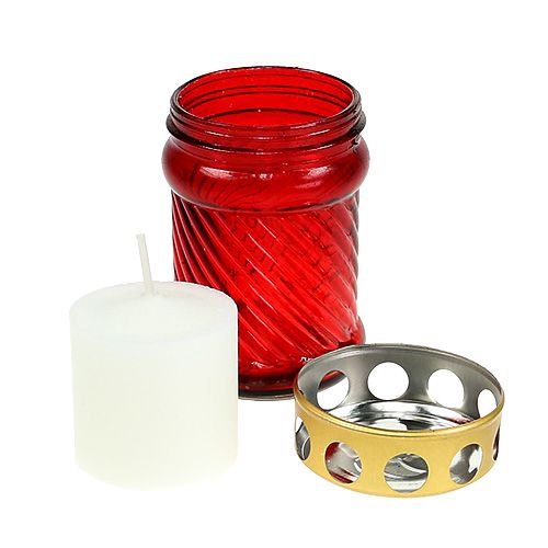 Article Lampe funéraire verre rouge Ø6cm H10,5cm 1 pièce