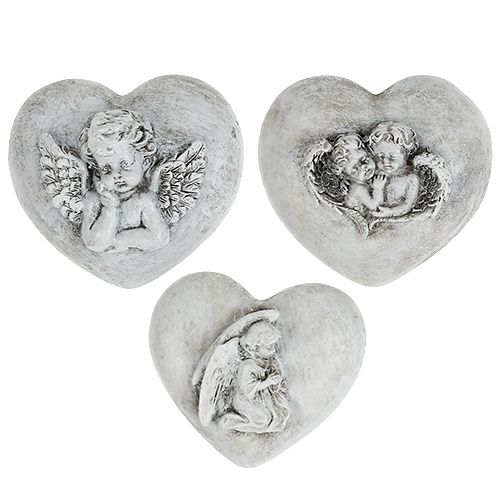 Floristik24 Grave bijoux coeurs avec anges 9cm 3pcs