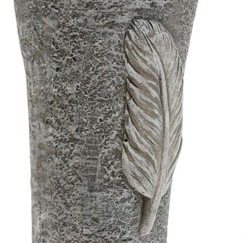 Article Vase tombe avec plume gris 25.5cm 2pcs