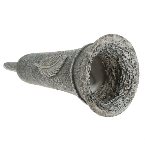 Floristik24 Vase tombe avec plume gris 25.5cm 2pcs