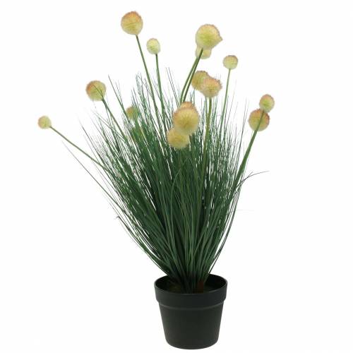 Herbe à fleurs en pot artificiel jaune 70cm