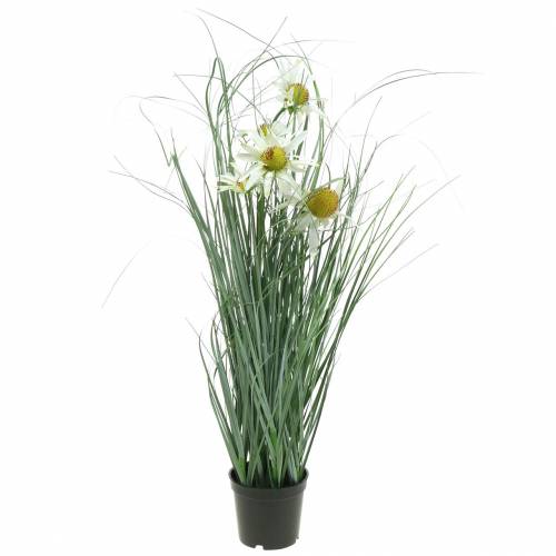 Herbe à échinacée artificielle en pot blanc 56cm