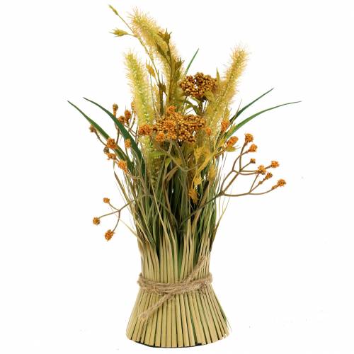 Floristik24 Bouquet d'herbe, herbe déco avec millefeuille, déco automne jaune, vert H27cm