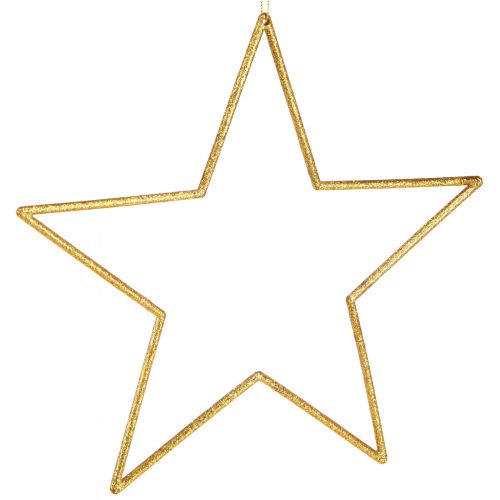 Article Grandes étoiles décoratives décoration pailletée dorée à suspendre 24cm 6 pcs