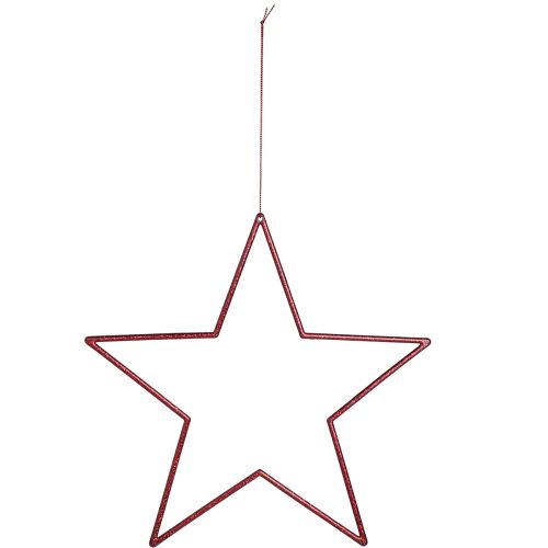 Article Grandes étoiles décoratives rouges à suspendre avec paillettes 24 cm 6 pcs