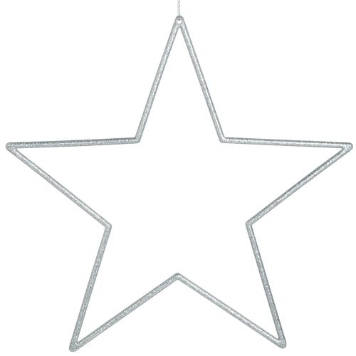 Article Grandes étoiles décoratives décoration pailletée argentée à suspendre 24cm 6 pcs