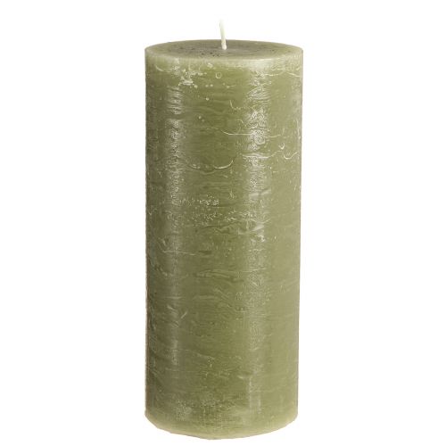 Floristik24 Grandes bougies bougies piliers vert olive 85x200mm 2 pcs