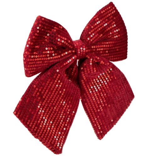 Grand nœud en velours à paillettes rouge foncé 20×22cm 2pcs