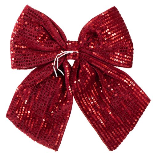 Article Grand nœud en velours à paillettes rouge foncé 20×22cm 2pcs