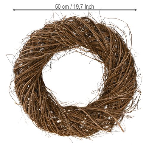 Article Grande couronne décorative en orme naturel, couronne en branches Ø50cm