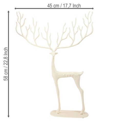 Article Grande décoration de Noël en métal renne blanc H58cm