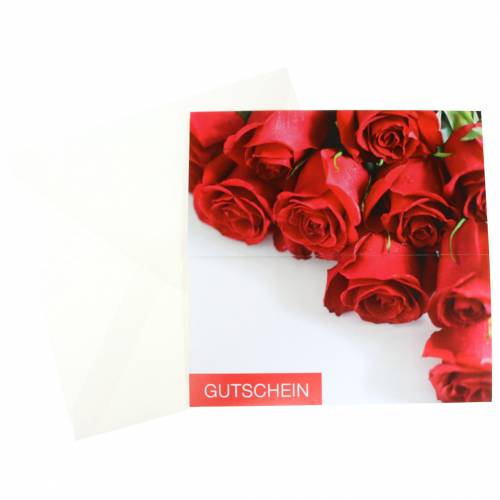 Article Bon cadeau roses rouges + enveloppe 1pc