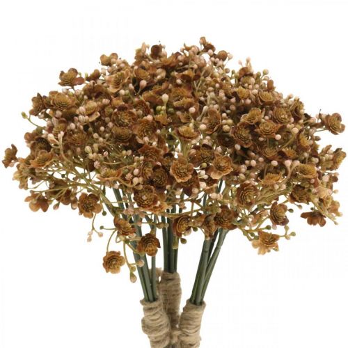 Gypsophila artificielle marron pour bouquet d&#39;automne 29.5cm 18pcs
