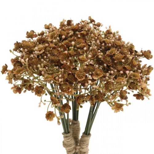Floristik24 Gypsophile artificielle marron pour bouquet d&#39;automne 29,5cm 18p