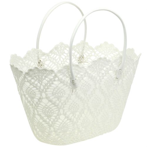 Floristik24 Sac crochet blanc 48cm x 30cm x 27cm