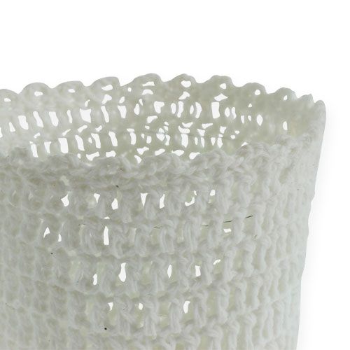 Article Pot au crochet avec insert blanc Ø11cm H9cm