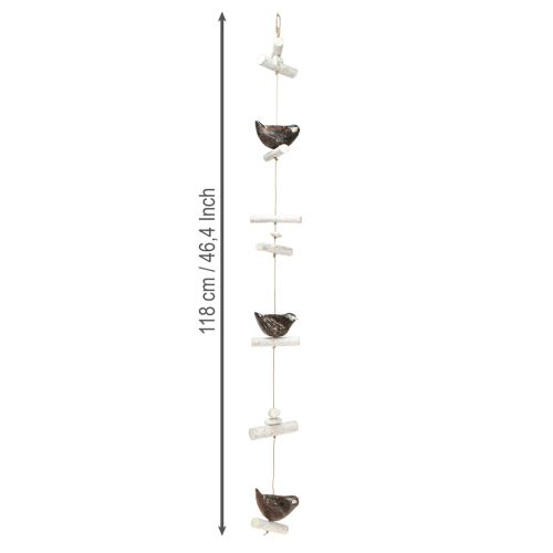 Article Décoration suspendue été oiseau en bois marron naturel blanc 118cm