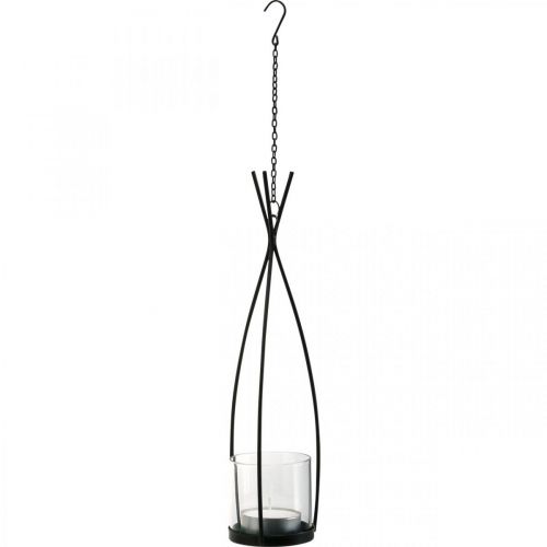 Lanterne à suspendre décoration balcon noir Ø8cm H40cm