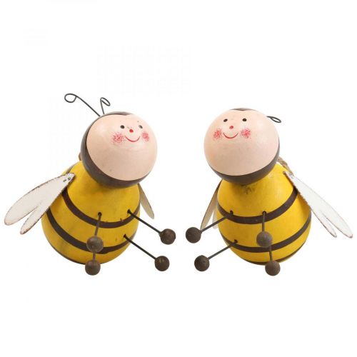 Décoration à suspendre abeilles décoration déco cintre bois métal 9,5cm 2pcs