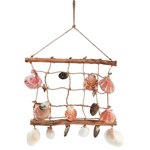 Décoration à suspendre filet de pêche maritime décoration coquillages 50x32cm