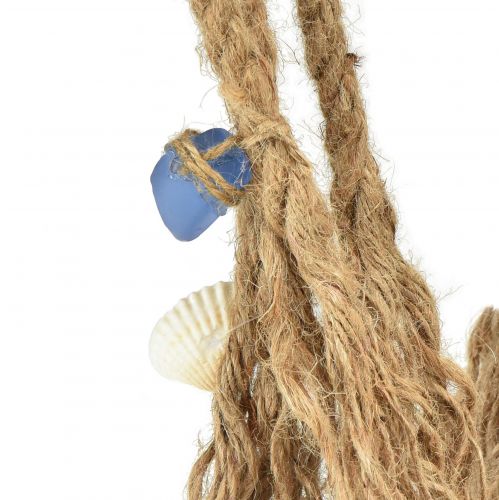 Article Décoration à suspendre décoration noeud en corde maritime avec coquillages Ø9cm 45cm