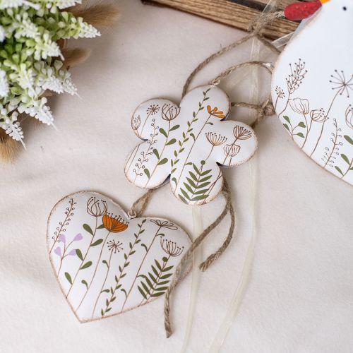 Article Décoration à suspendre décoration en métal coeurs et fleurs blanc 10cm 4 pcs