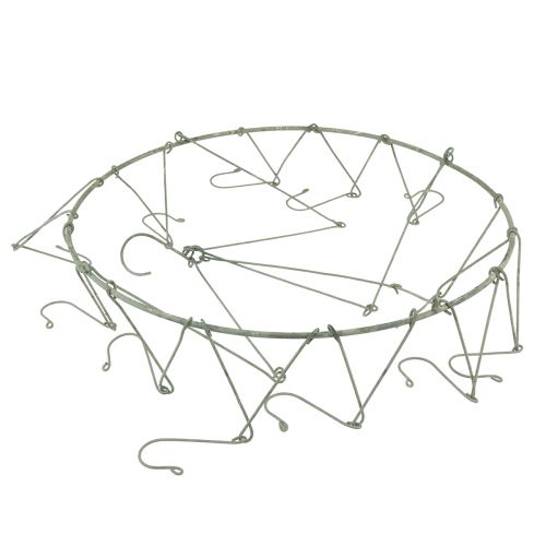 Floristik24 Décoration suspendue anneau décoratif en métal avec 12 crochets gris Ø38cm H14cm
