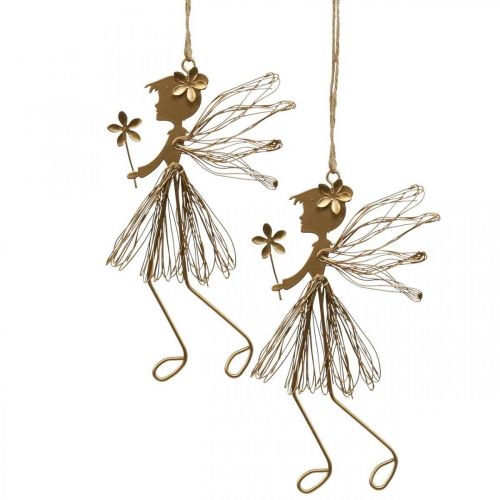 Décoration à suspendre métal elfe féerique décoration printanière 17.5×2×12.5cm 4pcs
