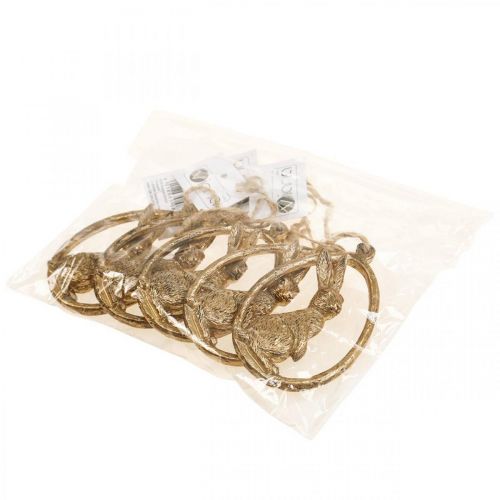 Floristik24 Décoration de Pâques à suspendre lapin de Pâques décoration oeuf or 9cm 6pcs