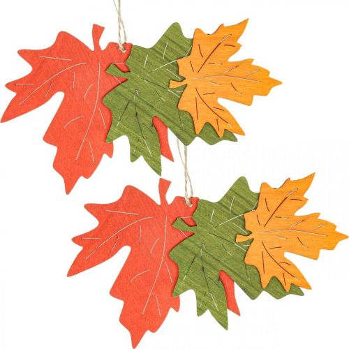 Article Pendentif déco automne feuilles de bois feuille d&#39;érable 22cm 4pcs