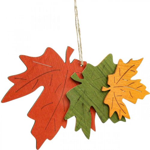 Article Pendentif déco automne feuilles de bois feuille d&#39;érable 22cm 4pcs