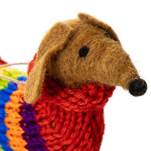 Set de 2 décorations en feutre, chiens teckels 16 cm, pour sapin de Noël | Floristik24.fr
